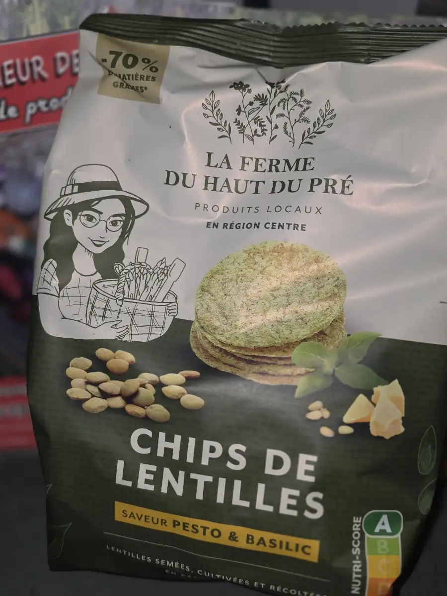 Chips lentilles au pesto